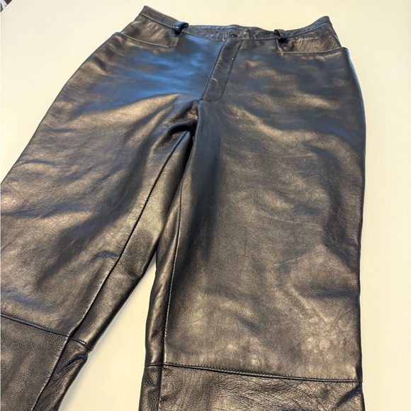 Cuir Zebra Women’s Real Leather Black Pants size 11/12 - Picture 3 of 9